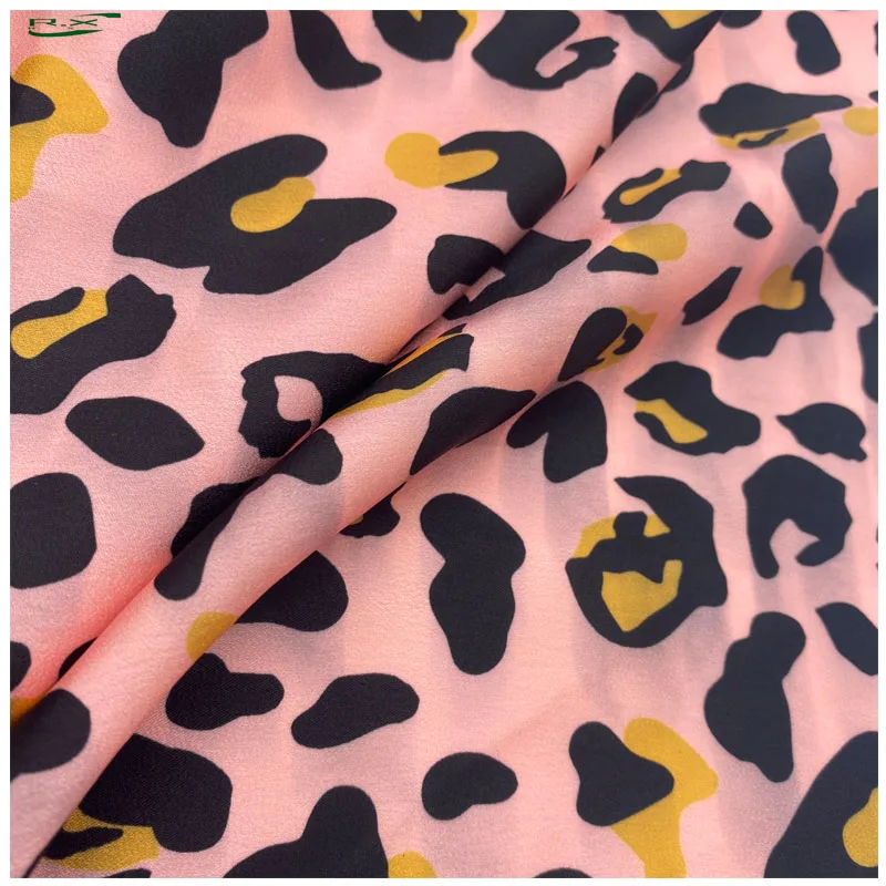 Custom wholesale High quality polyester luxury leopard digital print matte satin fabric for dress