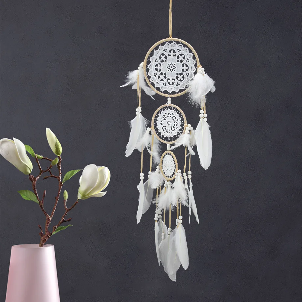 CRAFT mengsong factory direct sales three-ring plum flower lace dream catcher home decoration wall hanging