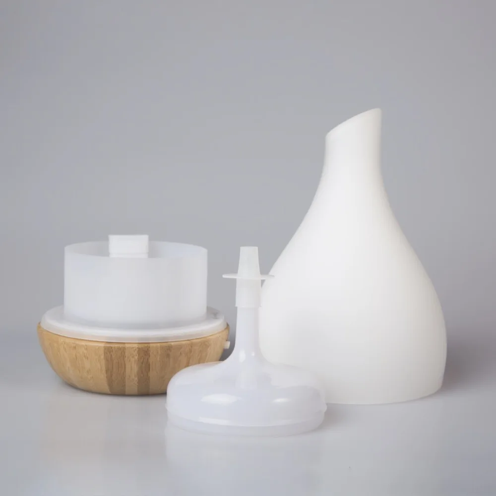 
Frosted Glass Vase Shape Natural Bamboo Ultrasonic Warm Light Scent Electric Diffuser 