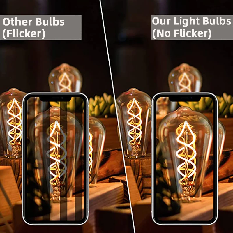 Retro Edison Bulb E27 LED Filament Smoke Gray No Strobe 2700K Warm White A60 G95 ST64 Vintage Lamp Decorative Lighting