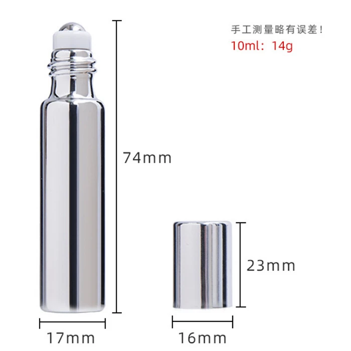 New Design 15ml Electroplated Glass Roll-on Bottles With Stainless Steel Roller Balls