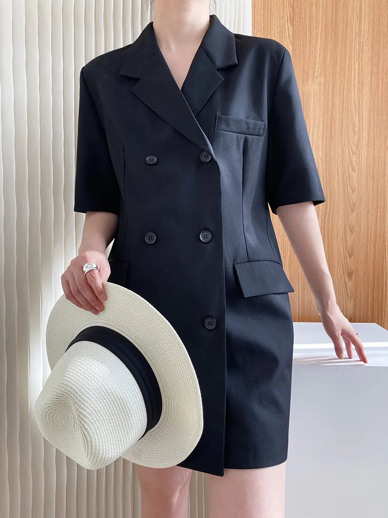 High quality quality women suit dress design ouble-breasted short-sleeved skirt formal suits for women blazer dress