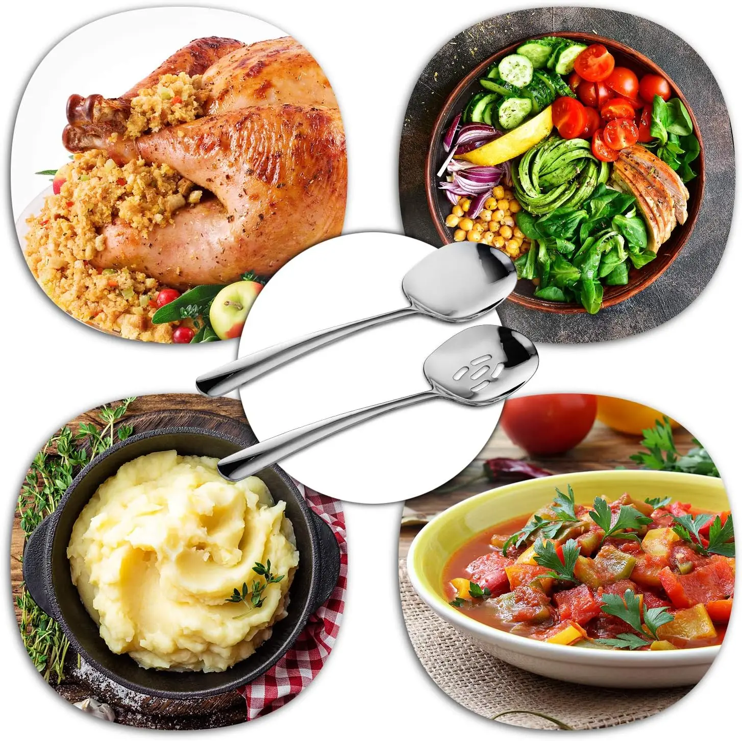 Stainless steel shared spoon, serving spoon, chopstick, extended large serving spoon, hotel large serving spoon, serving leak