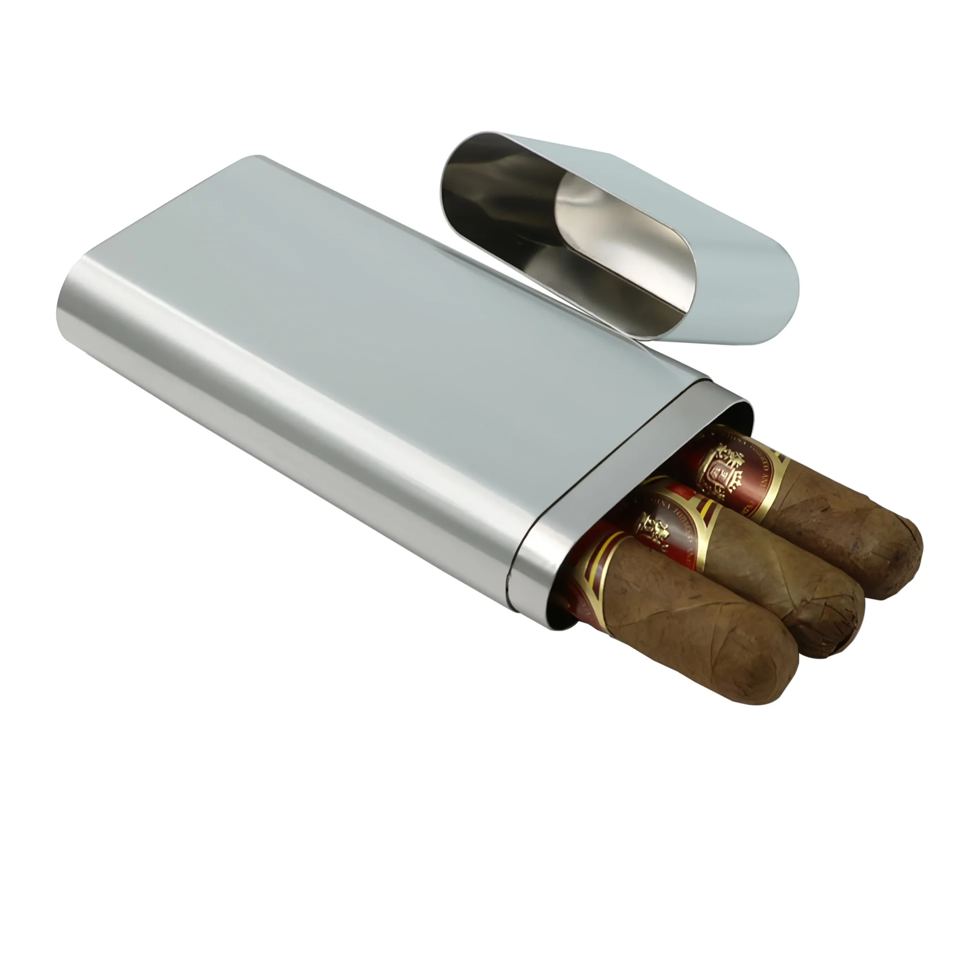 Matte Black Portable 2oz Hip Flask Cigar protective case box Brushed 304 stainless steel thickened three cigars tubes
