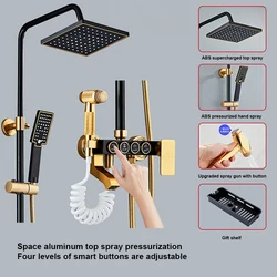 Pressurized Rainfall High Quality Brass Material Luxury Thermostatic Shower Bathroom Mixer Set with Temperature Digital Display
