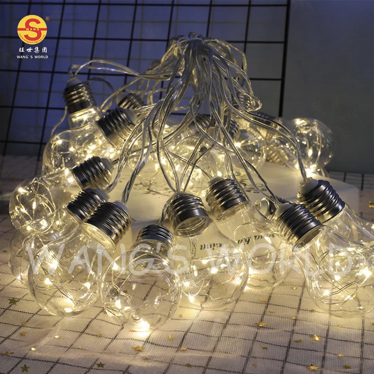 IP44 Solar Powered Indoor Outdoor Christmas String Lights Plastic Bulbs For Garden