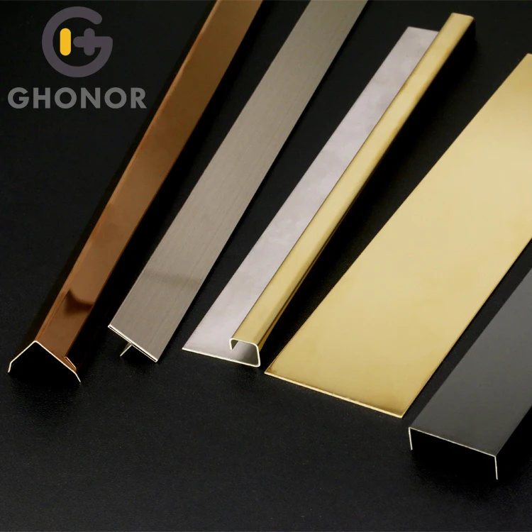 Free Sample Metal Wall Floor Flat Metal Skirting Board Trim Tile Inox 304 Stainless Steel Floor Covers Strip for Wall