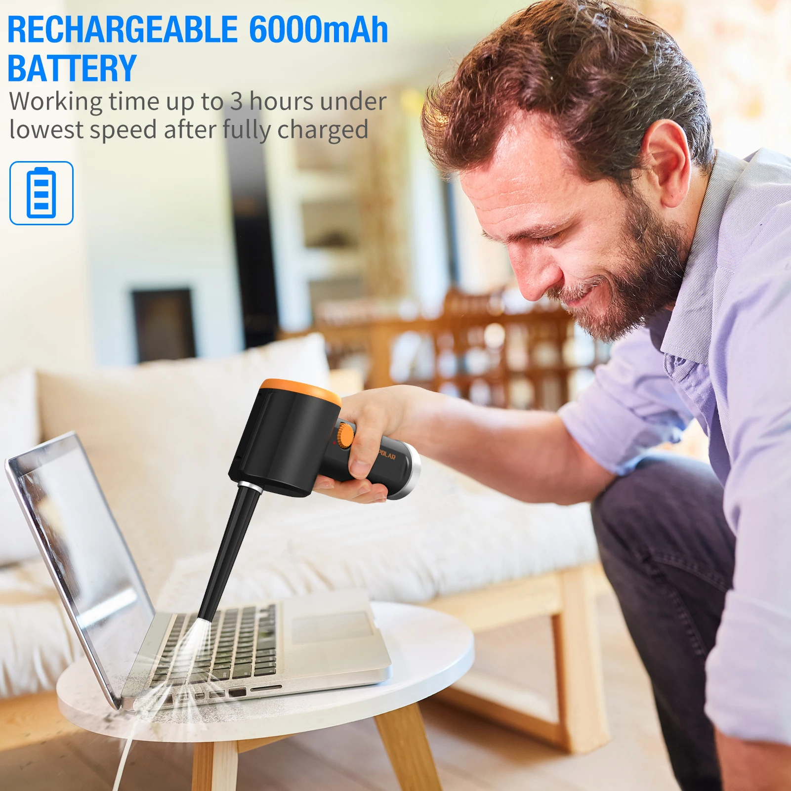 OPOLAR Computer Keyboard Cleaner Electric Compressed Air Duster Portable Cordless Air Duster