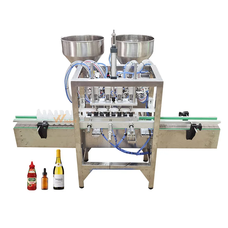 desktop small piston gel aseptic filling machinery peanut butter lip gloss paste lotion aerosol liquid bottle filling machines