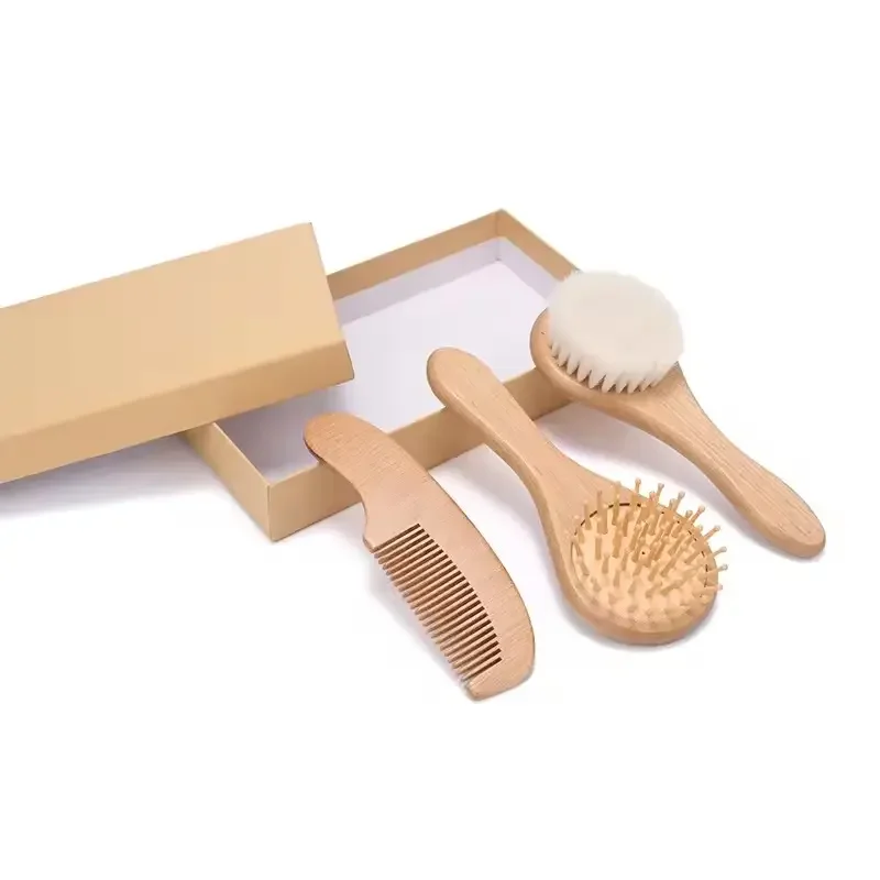 Wooden Brush Newborn Baby Essentials Newborn Soft Baby Brush Toddler Hair Brush Set for Baby