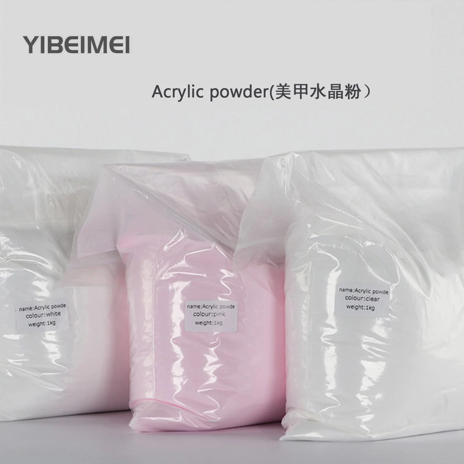1KG/bag clear white natural pink acrylic powder polymer nail extension french acrylic powder bulk