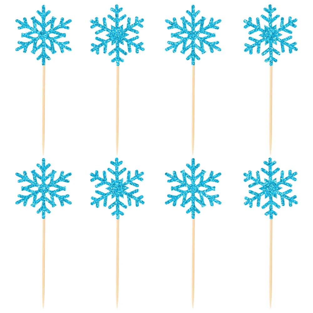 Winter theme Birthday Party Decorations Supplies 8Pack Snowflake Cupcake Toppers Baby Shower Christmas New Year Party cake favor