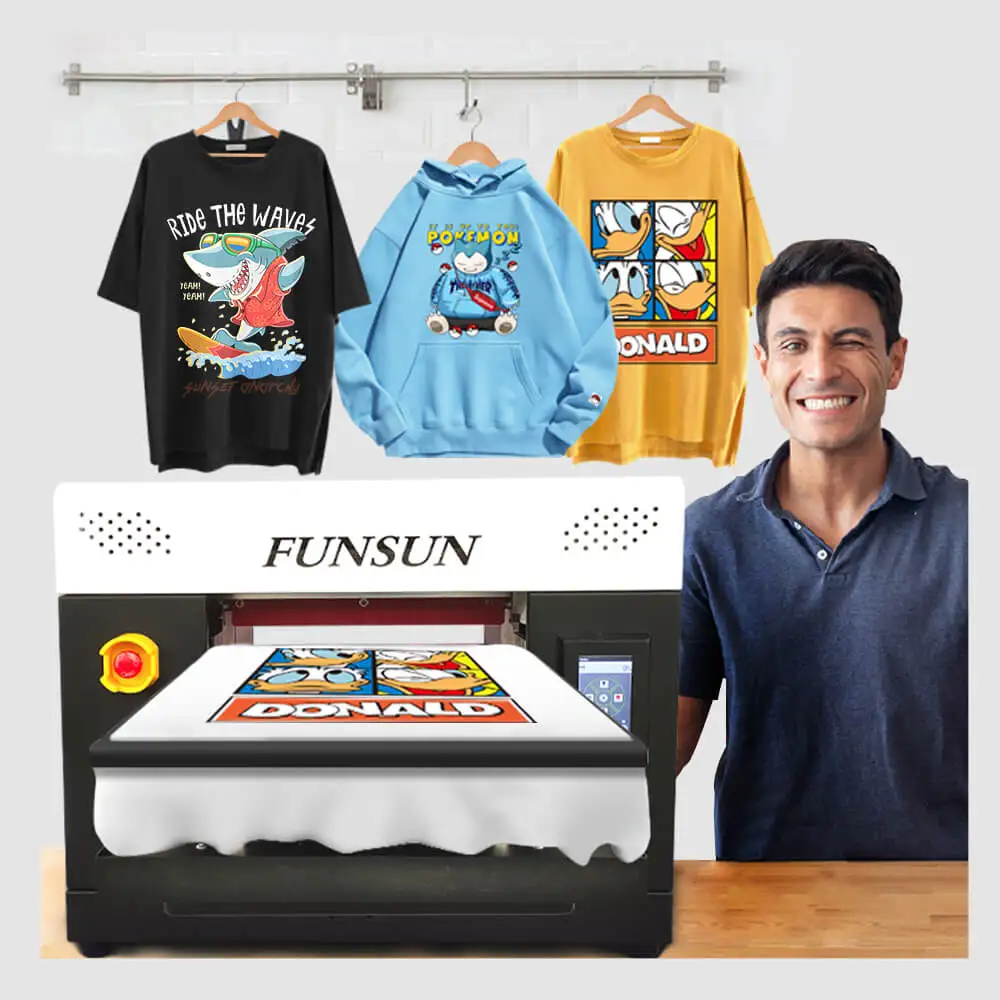 Funsun A3 DTG Printer Direct to Garment Printer T Shirt Printing Machine with 1390 Head for Epson