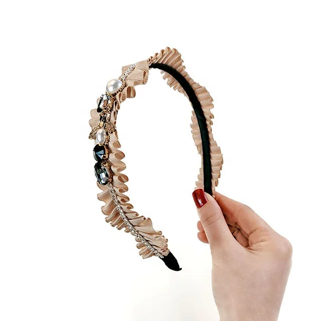 Newest Wavy Hair Band Bee Rhinestone Headband Female Net Red Temperament Korean Hairpin