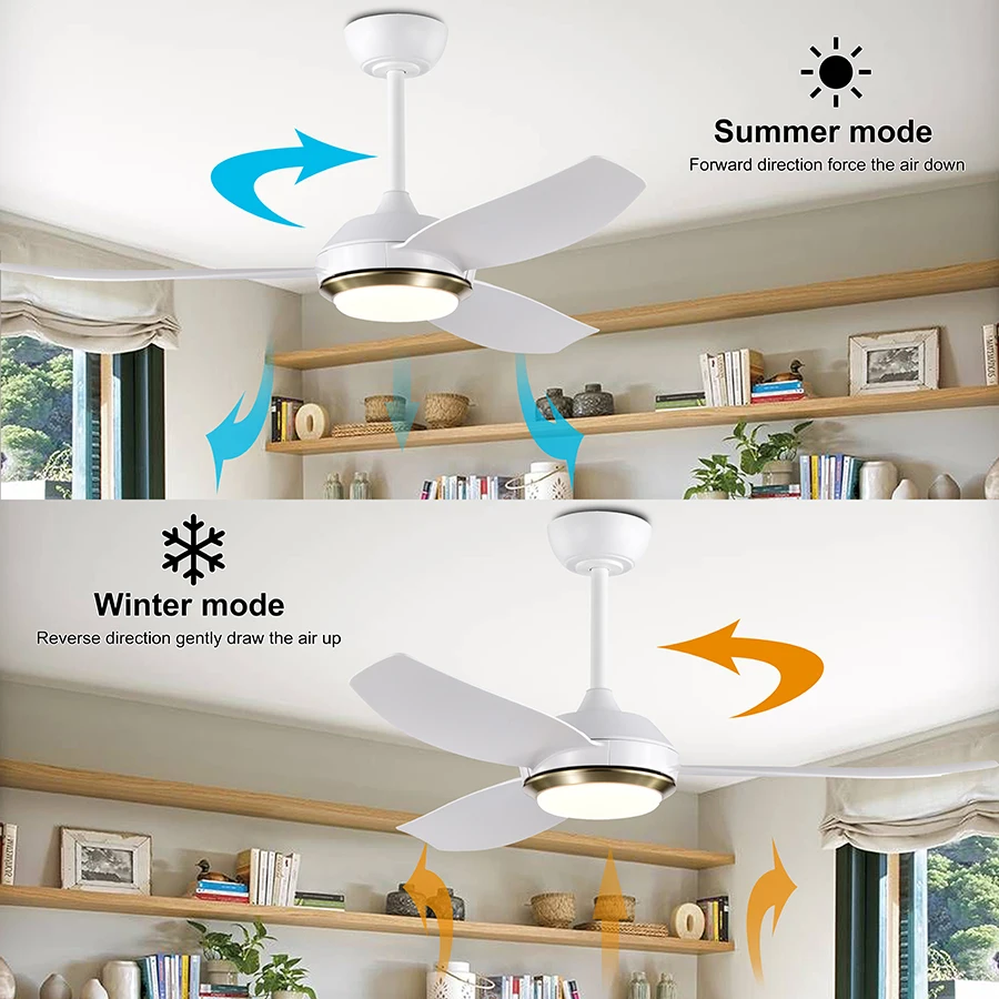 Мотор из чистой меди, 3 цвета, Регулируемый Современный простой потолочный вентилятор со световым пультом дистанционного управления