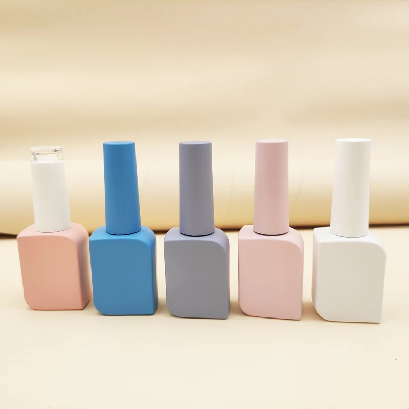 Custom empty square  10ml 15ml 20ml glass bottle with plating cap for gel nail polish