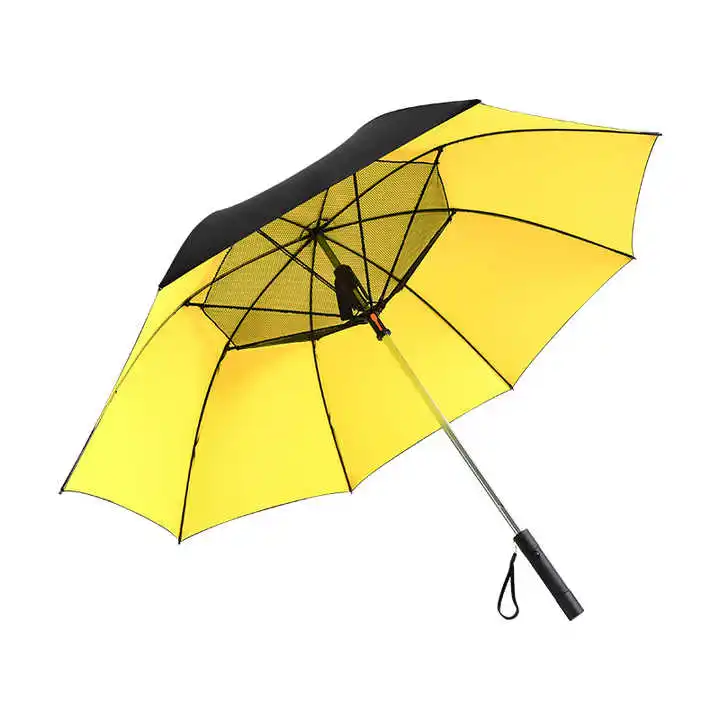 Sunday Smart portable umbrella with fan and water spray straight golf umbrella with USB charge