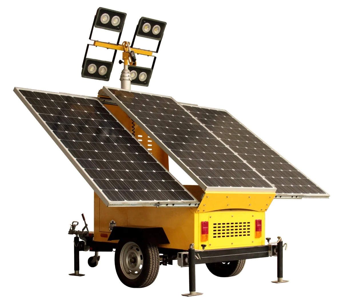 7m Pneumatic Mast Solar Mobile Led Light Tower for Construction Lighting