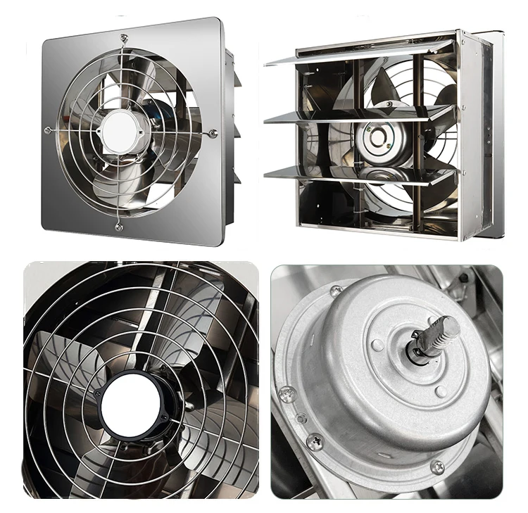 Wall Mounted High Velocity Stainless Steel Industrial Venty Ventilation Extractor Fan Metal Kitchen Exhaust Fan For Household