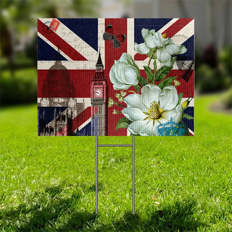 2021 Factory Direct Sale  Color Outdoor Lawn Decoration Brand Creative Garden Card with H-stakes Customized Holiday Yard Sign