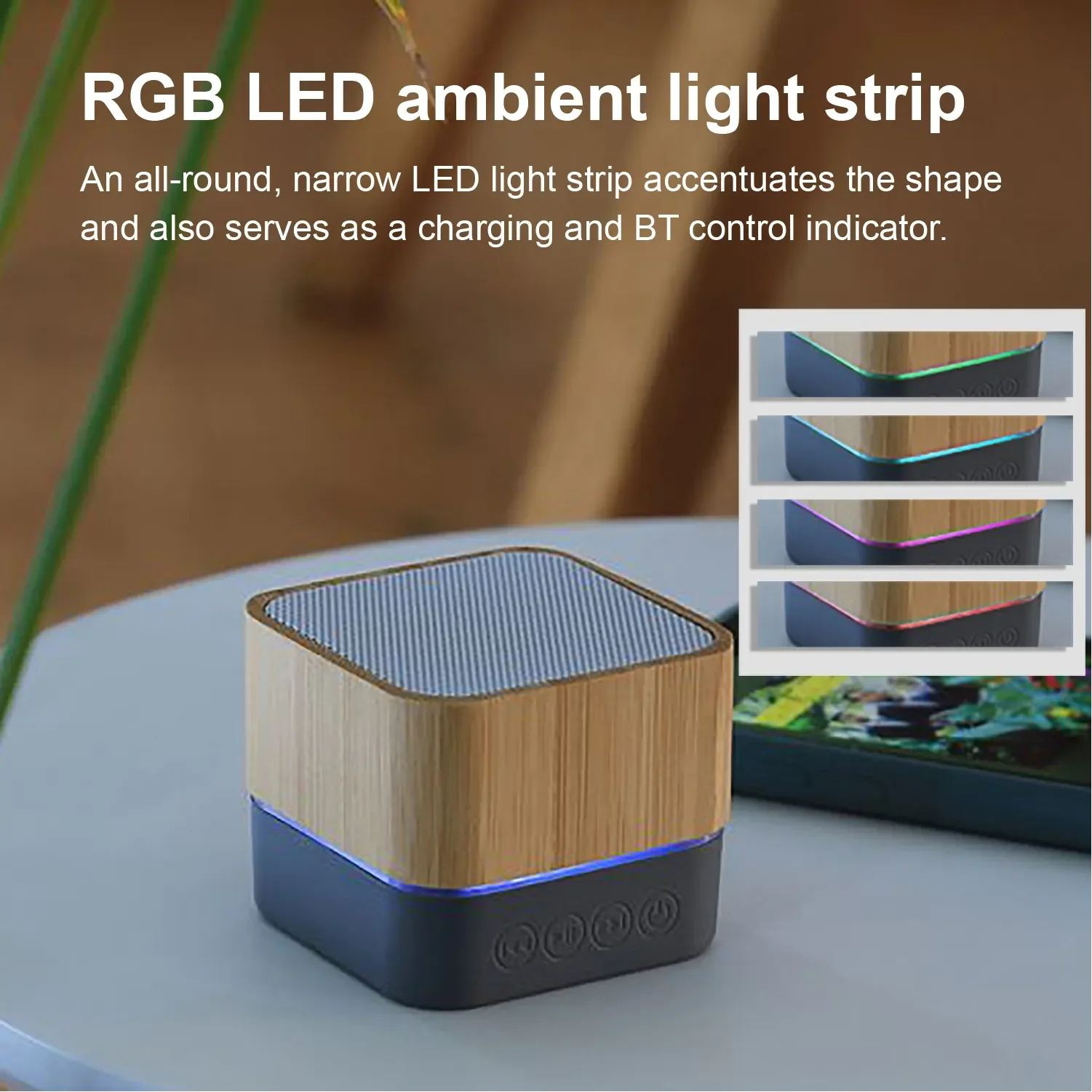 Bamboo Wood Square Mini Subwoofer Portable Wireless Speaker For outdoor