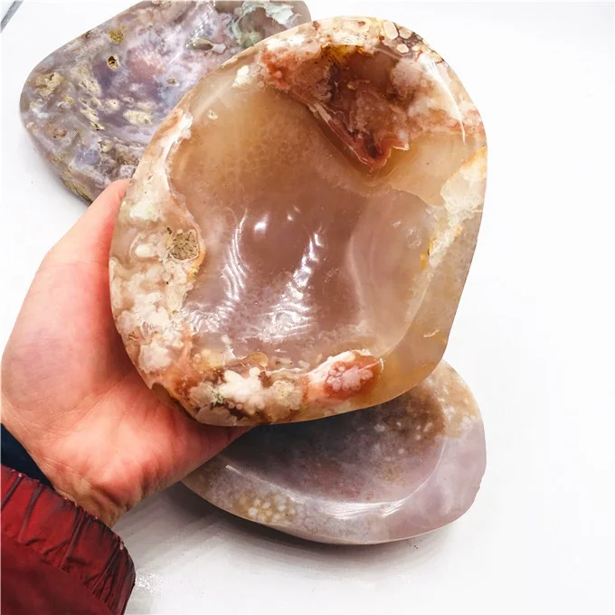 new product natural crystal bowl polished quartz cherry blossom agate quartz ashtray