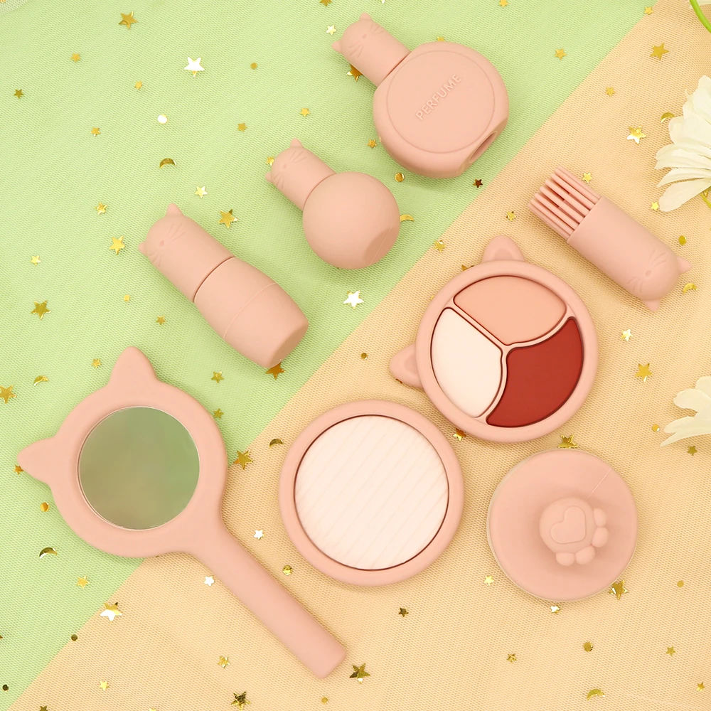 Custom Non Toxic Cosmetics Make Up Kit Gift Silicone Girl Lipstick Pretend Play Toy Makeup Set