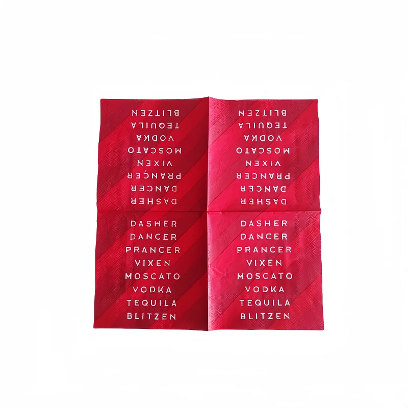 Custom Cocktail Napkins Disposable Beautiful 3 Ply Printed Disposable Beautiful Paper Napkins