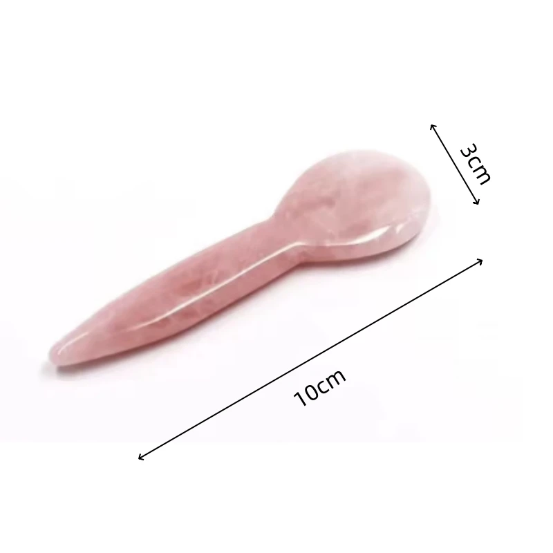 Facial Reflexology Tool Rose Quartz Gua Sha Spoon Acupressure Massager Jade Crystal Gush Spoon Shape Stick for Eye