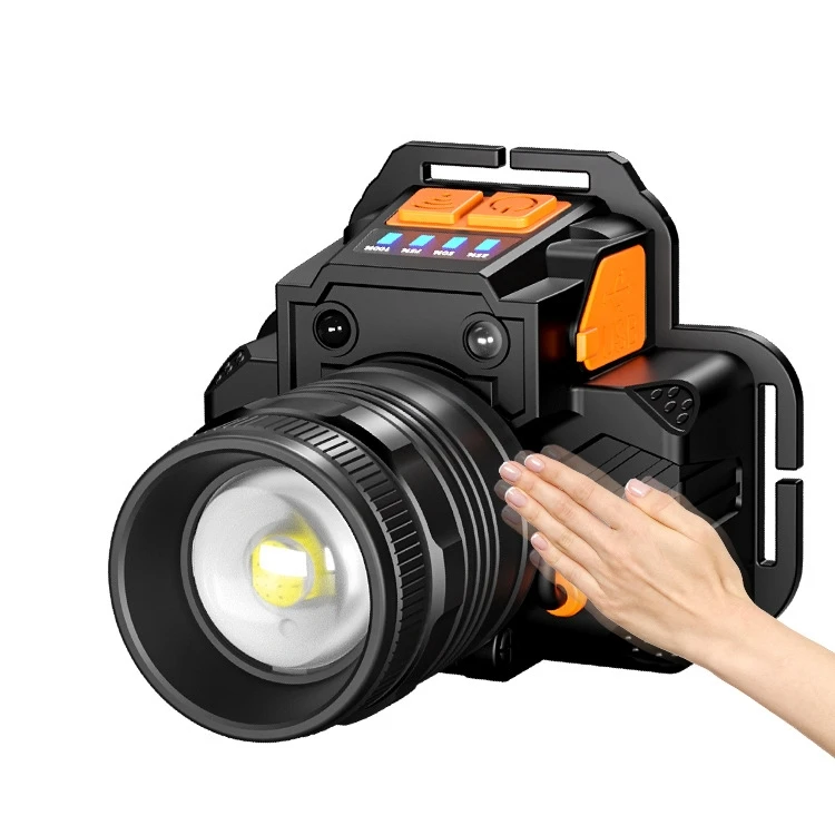 USB Charging Smart Sensor Head-Mounted Fishing Light Zoom Headlight Outdoor Miners Lamp