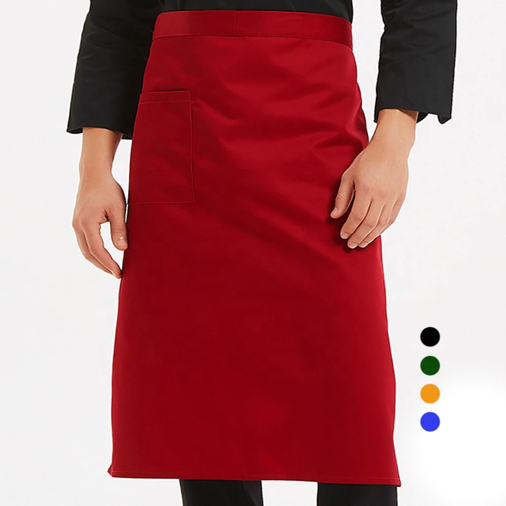 unisex black red sublimation polyester cotton water proof chef half body bistro apron waist waitress server apron