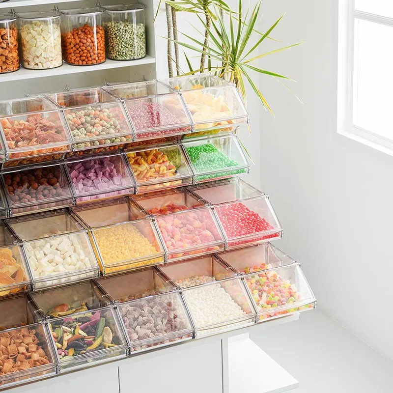 High Quality Bulk Food Container Plastic Pick And Mix Acrylic Candy Box Bin Food Display Storage Boxes