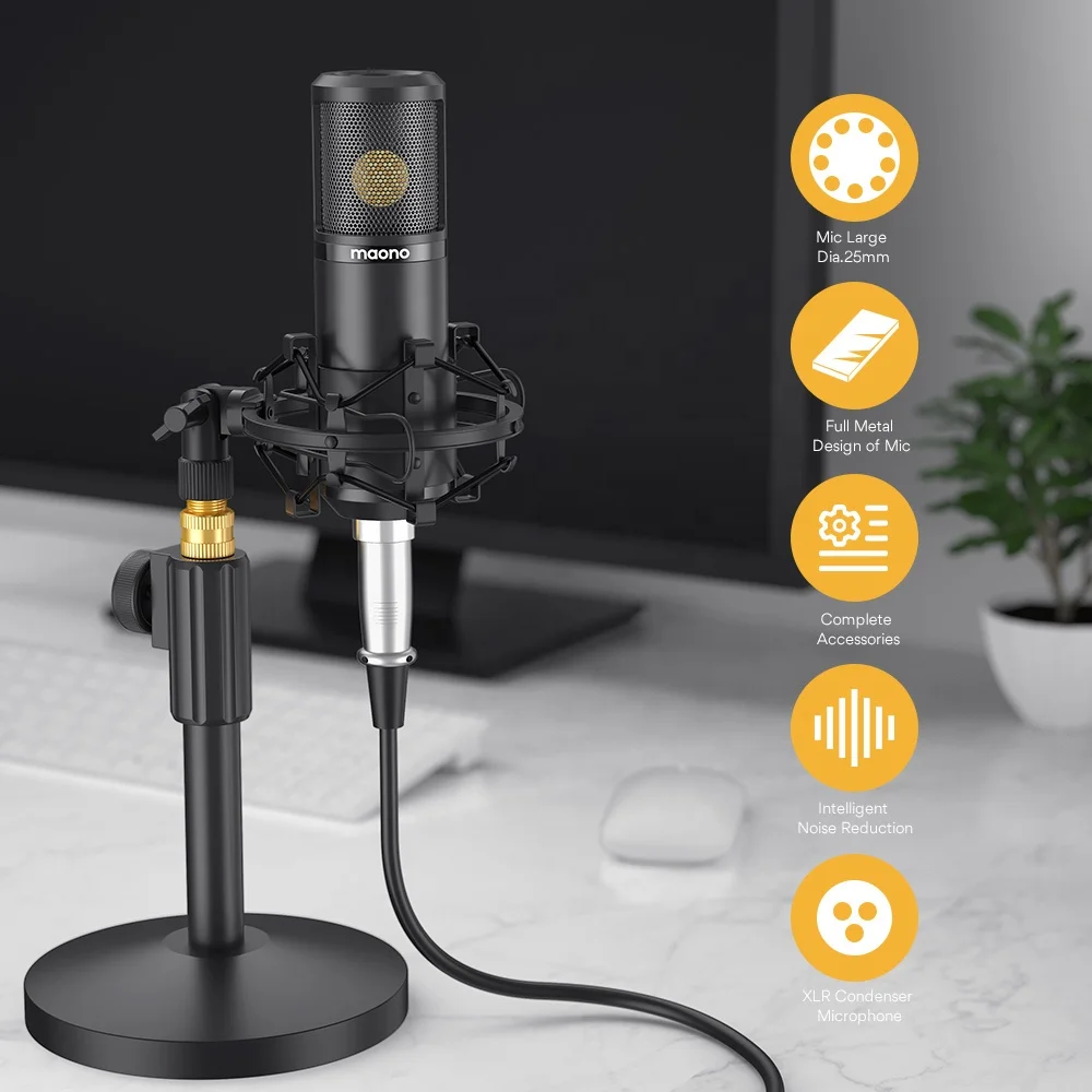  MAONOCASTER AM200S4 USB Звуковая карта для студийной записи с 25 мм XLR конденсаторный микрофон комплект прямой