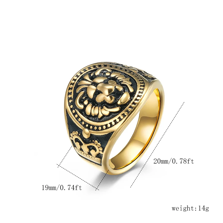 2024 Vintage Silver Gold Lion Animal Head Rock Finger Rings Gold Plated Stainless Steel Rings for Men
