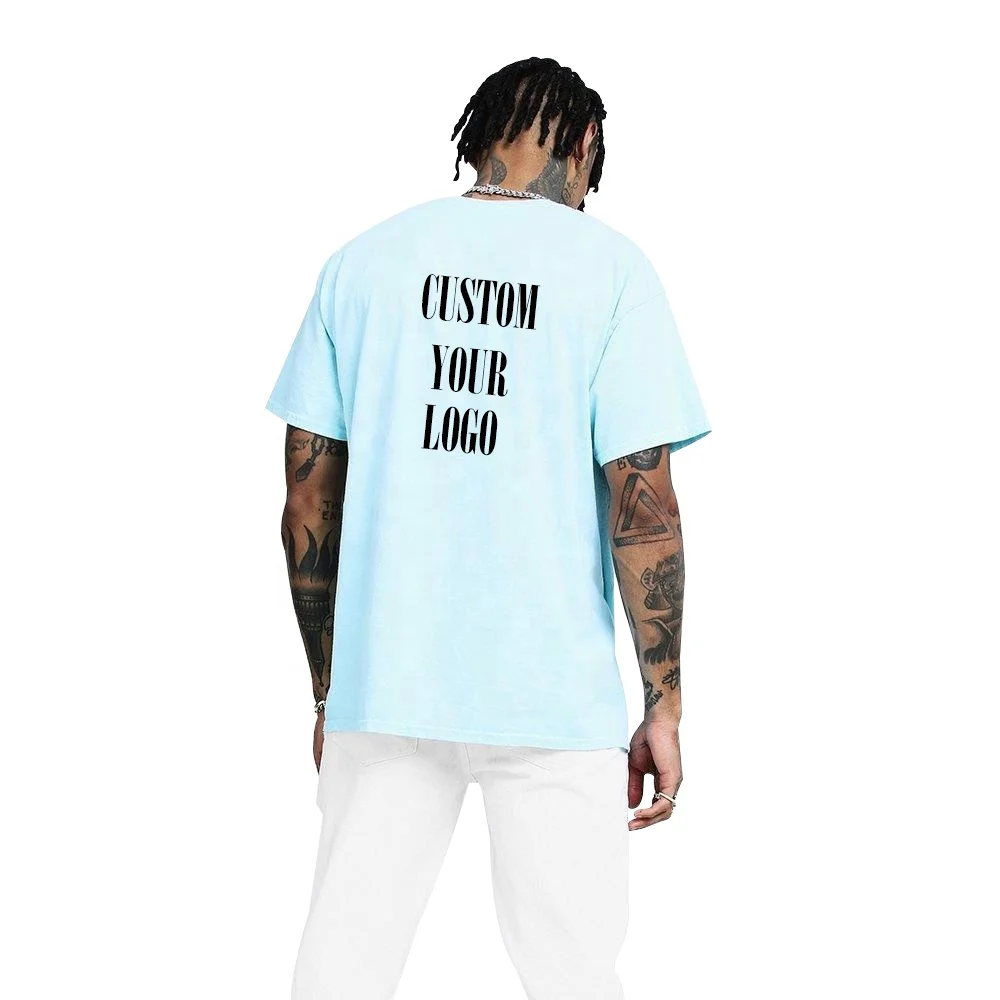 Изготовленный на заказ высокого качества с круглым вырезом плотная Мужская гладкокрашеные Футболка свободная посадка футболка
