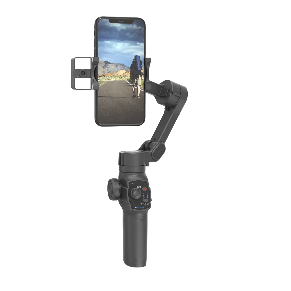 Battery replaceable foldable gimbal stabilizer for mobile phone supports AI tracking