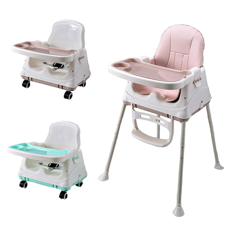 Дешевый детский стол, пластиковый стул, детский высокий стул, регулируемая подушка, детский обеденный стул, современный розовый