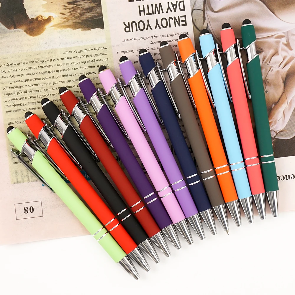 Promotional Gift Multi-function with Stylus Tip Soft Touch Screen Pen 2 In 1 Custom Logo Luxury Metal Ballpoint Pens