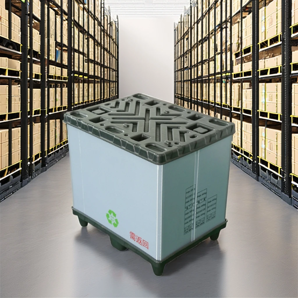 Складной пластиковый контейнер для поддонов с крышкой и замком автозапчастей