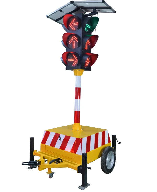 Trailer-mounted solar portable traffic signal light