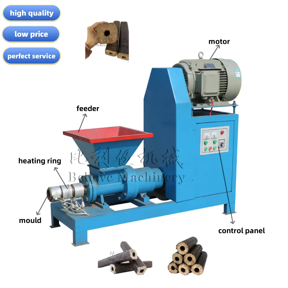 Sawdust Briquette Extruding Machine Rice Husk Stick Briquette Making Machine coconut shell screw extruder briquetting machine