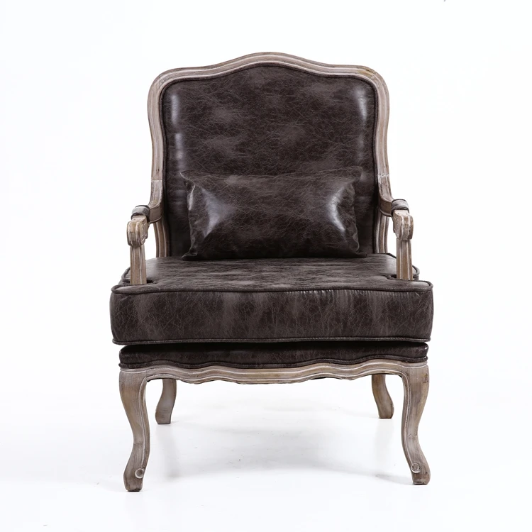 5KS24507-17 Relaxing Bedroom Armchair throne chairs Rubberwood Recliner Grey Foil Fabric Single Sofa Chair
