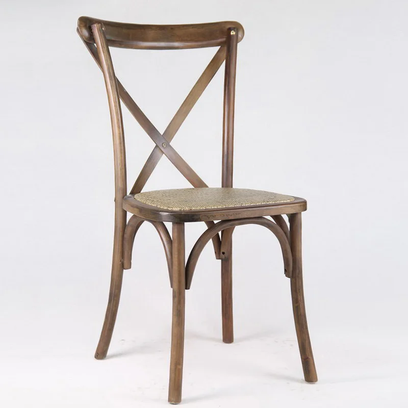 Wholesale Rustic Dining Chairs Beech Solid Wood Frame Cross Back Chair
