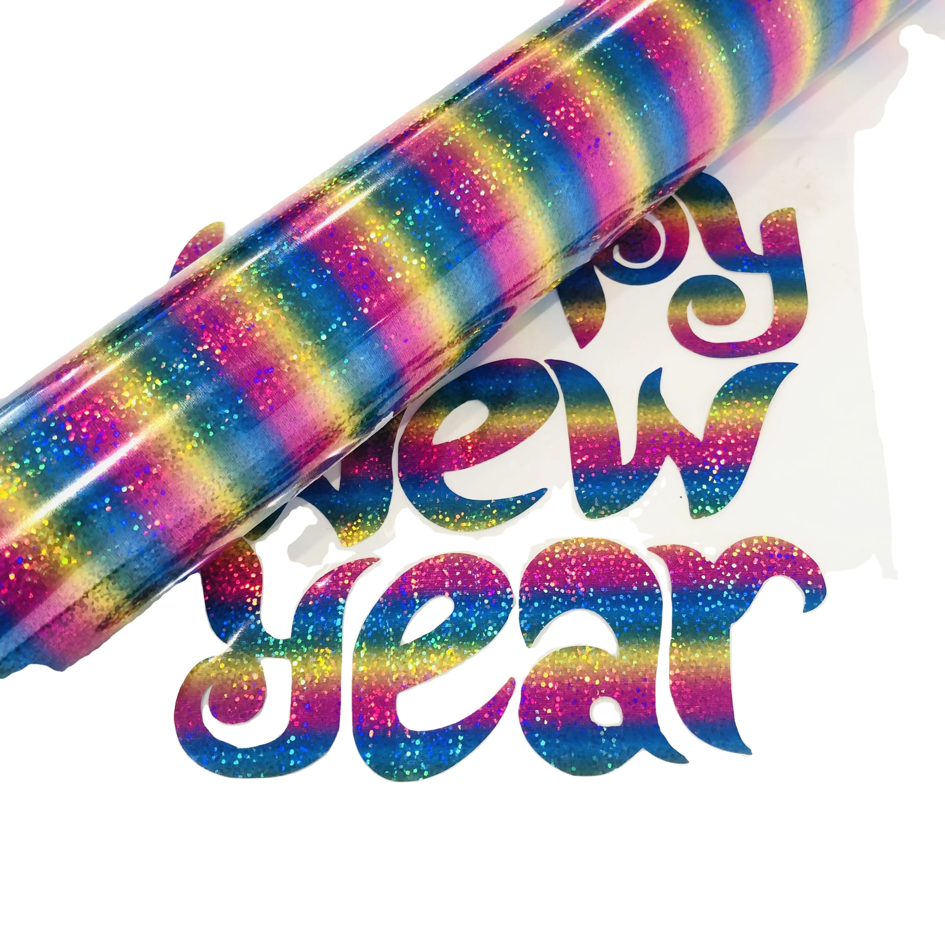 Shunaimei pet film holographic rainbow htv iron on heat transfer vinyl vinil textil