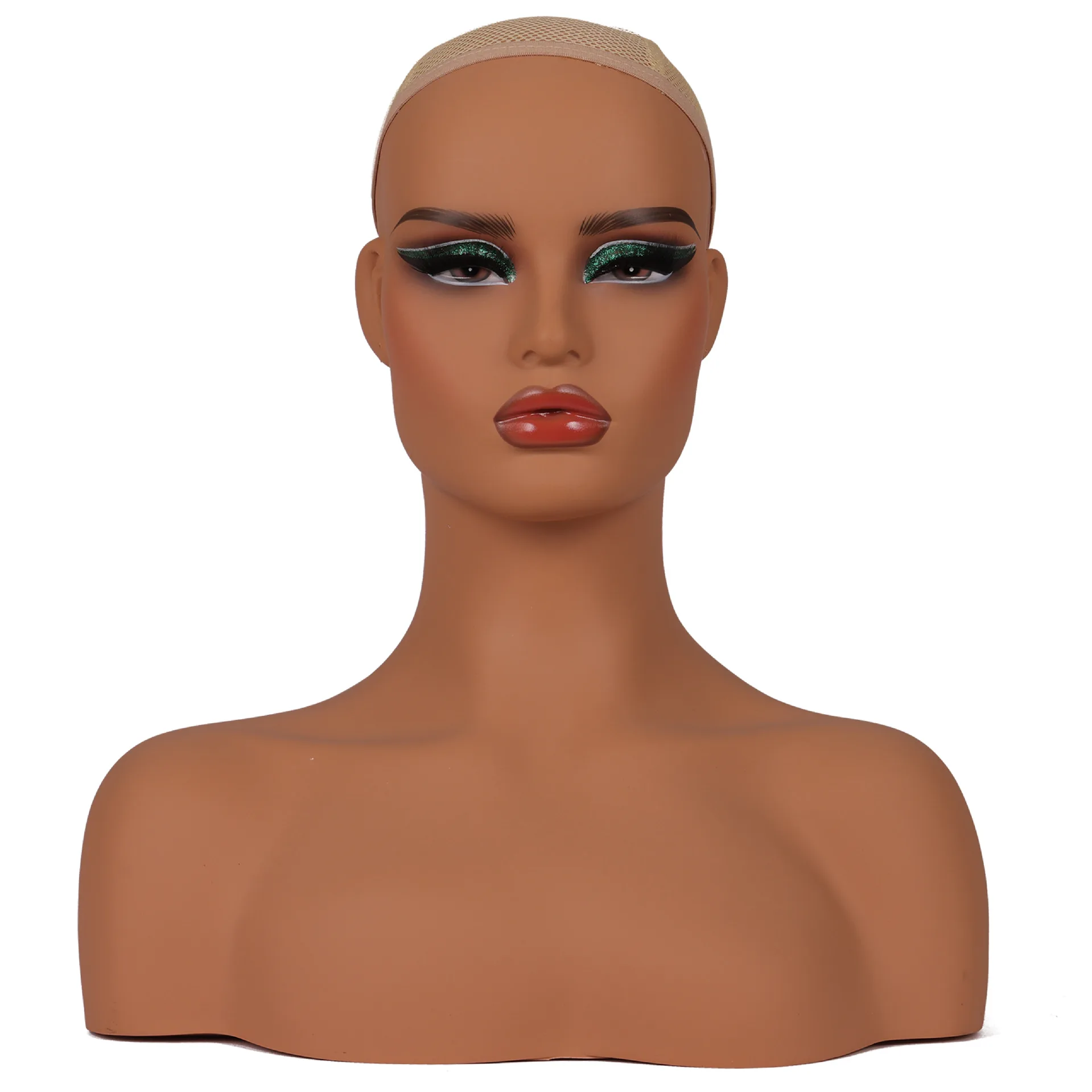 New Design Wholesale High Quality African Female Mannequin Head with Shoulders and Makeup Display Mannequin Head
