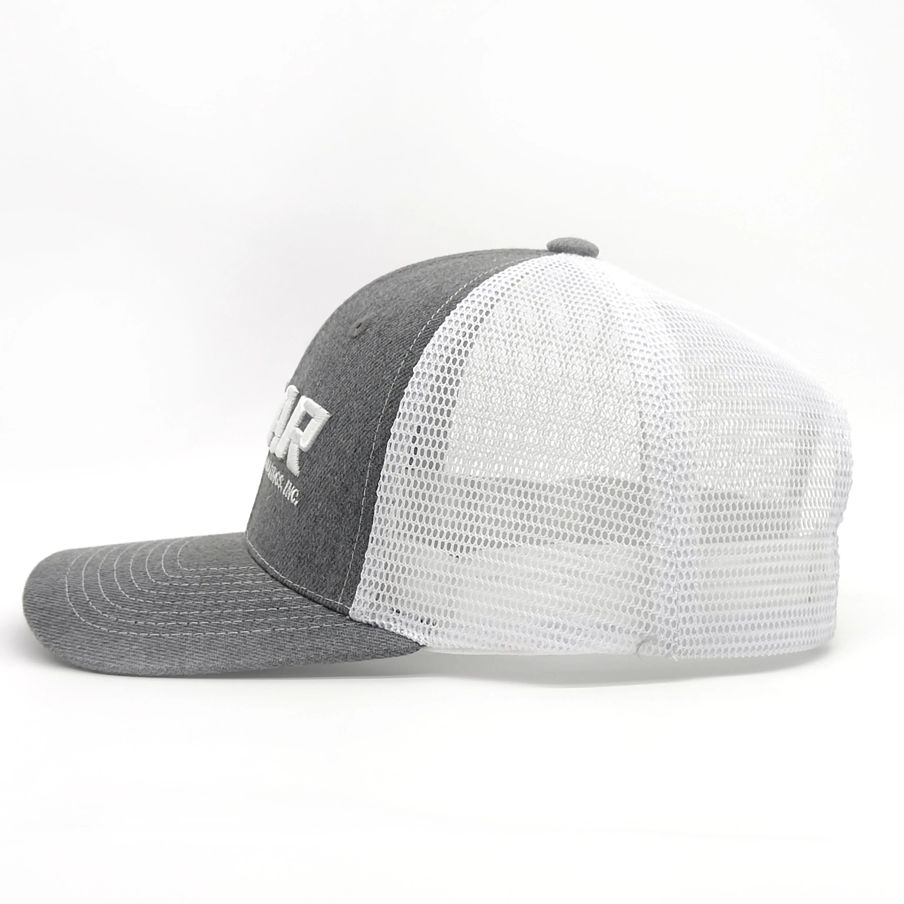 Wholesale Custom High Quality Richardson Style 6 Panel Heather Grey 3D Embroidery Model 112 Mesh Trucker Hat
