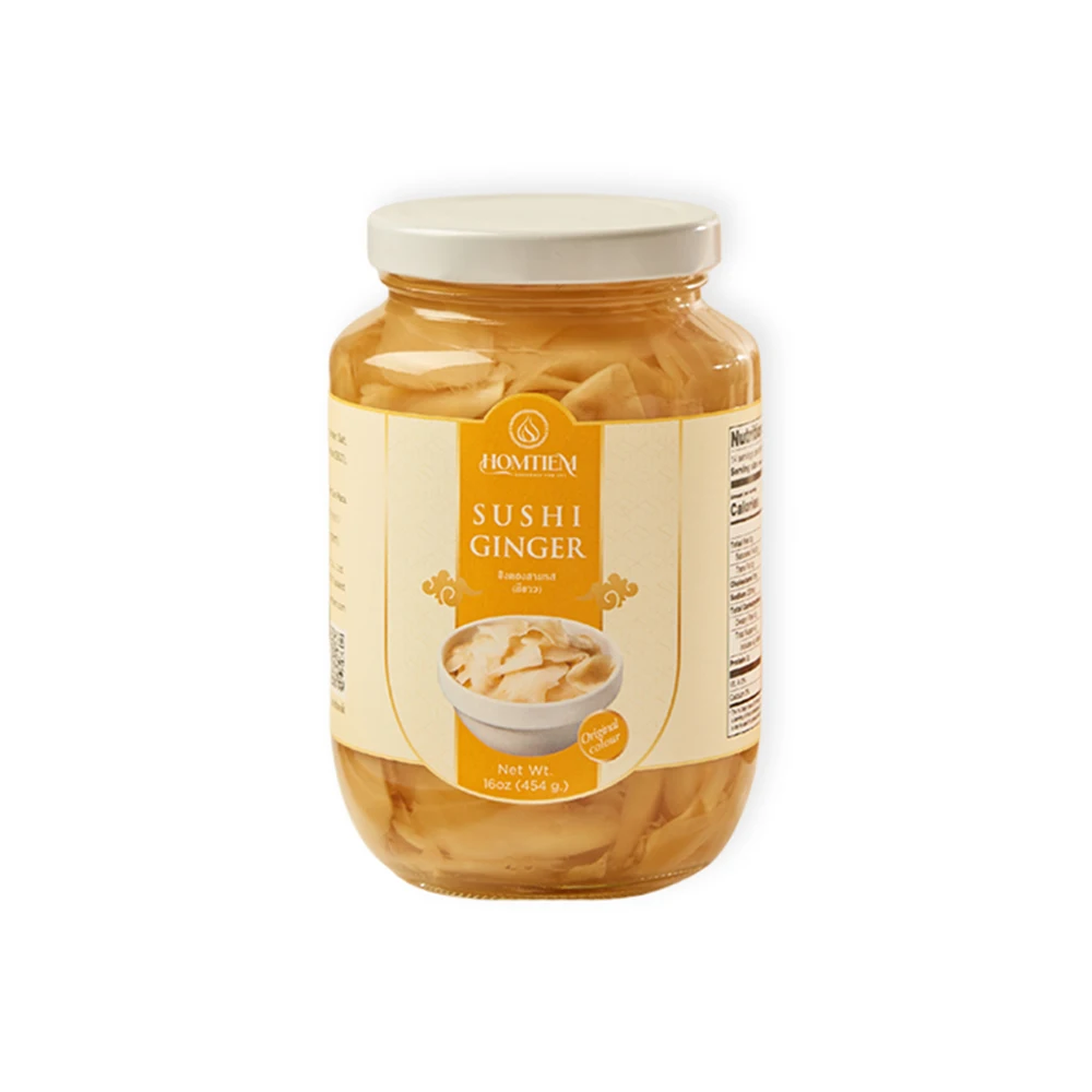 Homtiem Pickled Sushi Ginger 16 Oz (454g) Pink Non-Additives, Non-Preservatives for Appetizers Healthy
