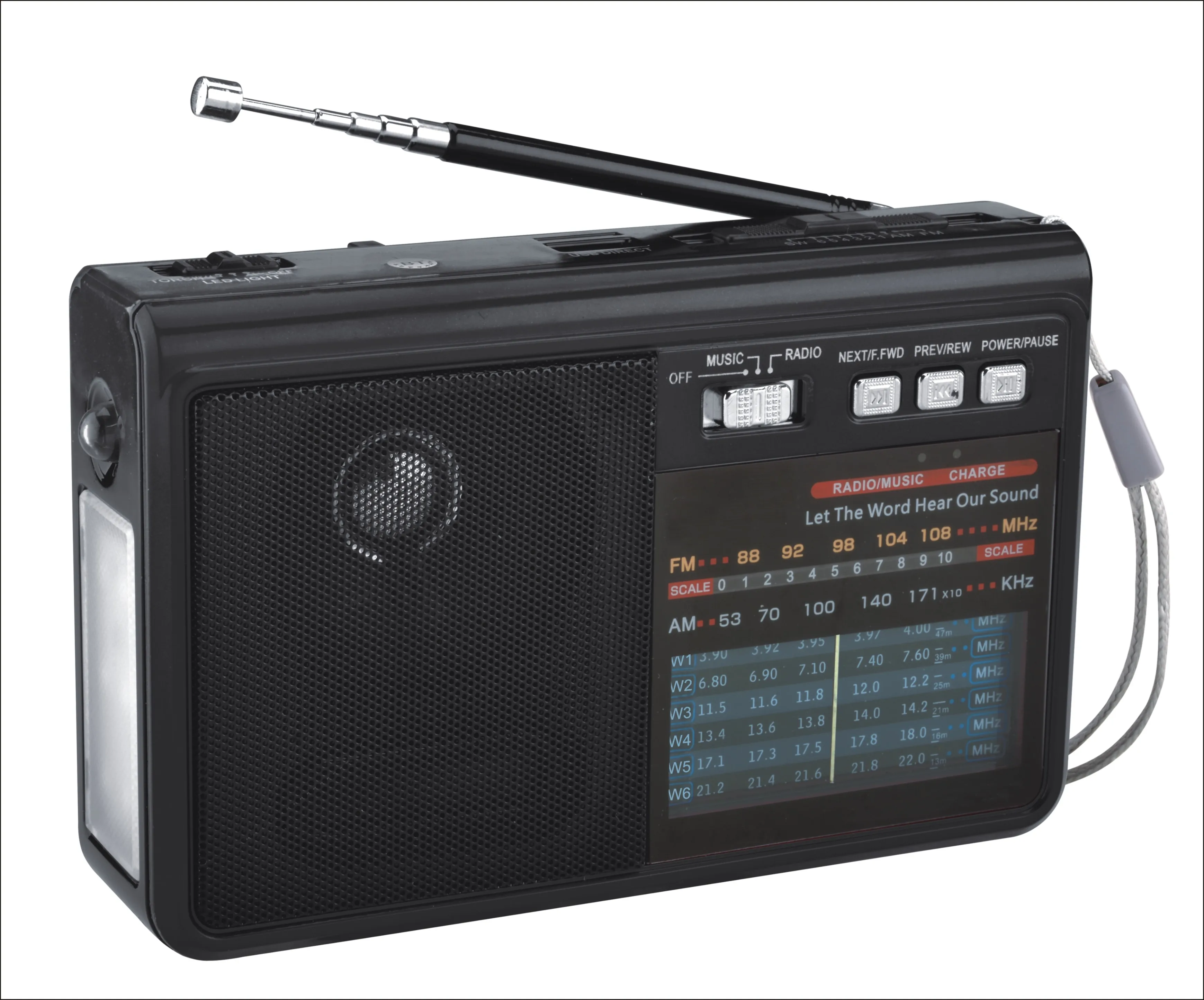 RX-1313 Самая продаваемая тонировка для дома дисплей АМ FM ЕО портативное радио с USB TF mp3 музыкальный плеер и светодиодный налобный