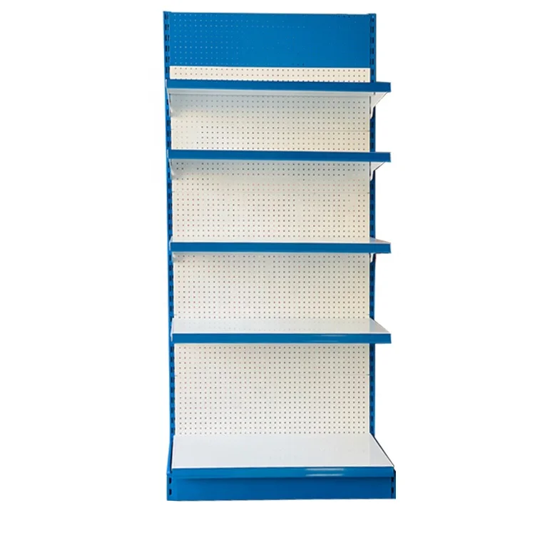 High quality metal material double sided light duty perforated supermarket shelf