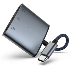 3 in 1 type-c to 2 usb-c 1 aux port adapter type-c audio adapter converter